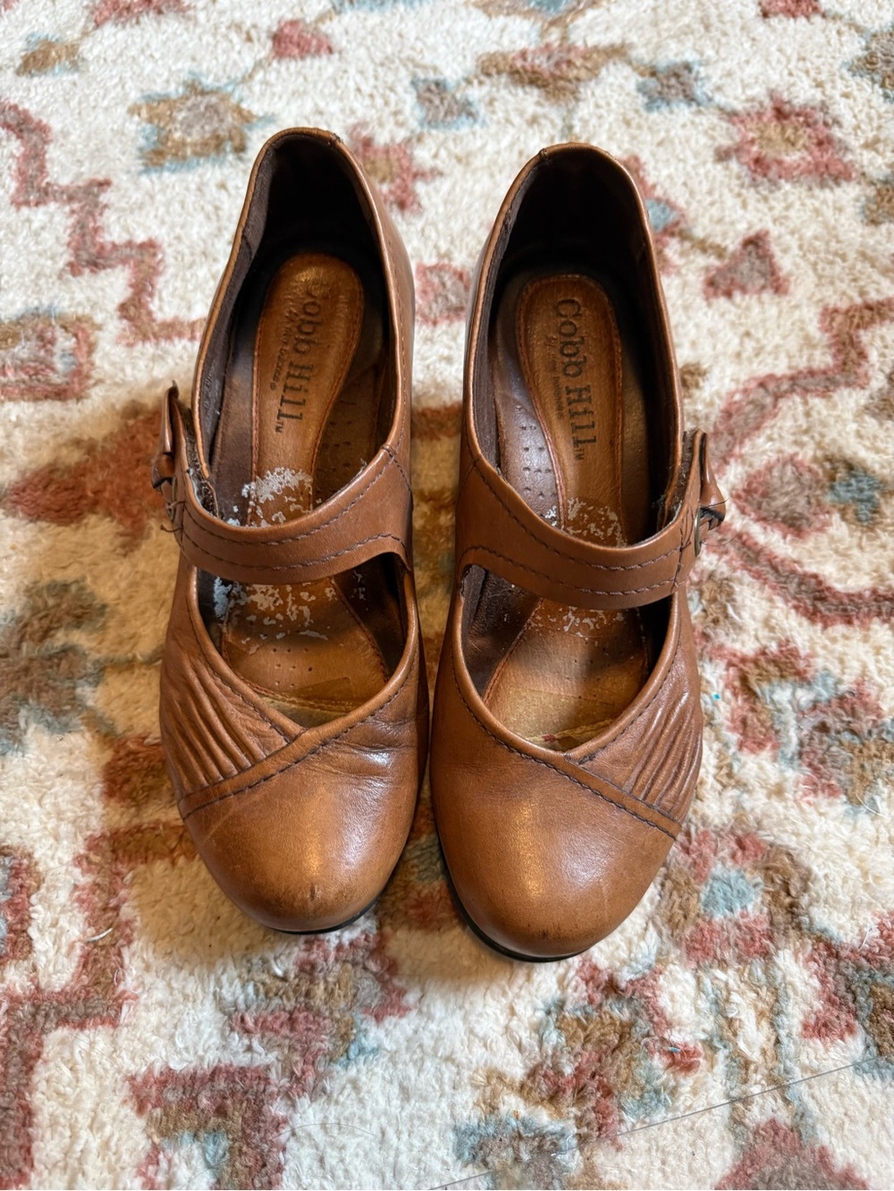 Cobb Hill by New Balance Cognac Leather Mary Jane Heels 7